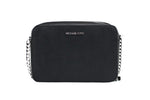 Michael Kors - Polished Saffiano Leather Structured Crossbody Bag - Black Michael Kors