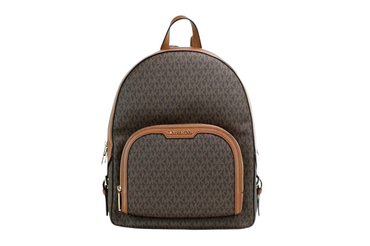 Michael Kors - Polished Signature PVC Large Backpack With Gold Hardware - Brown Michael Kors
