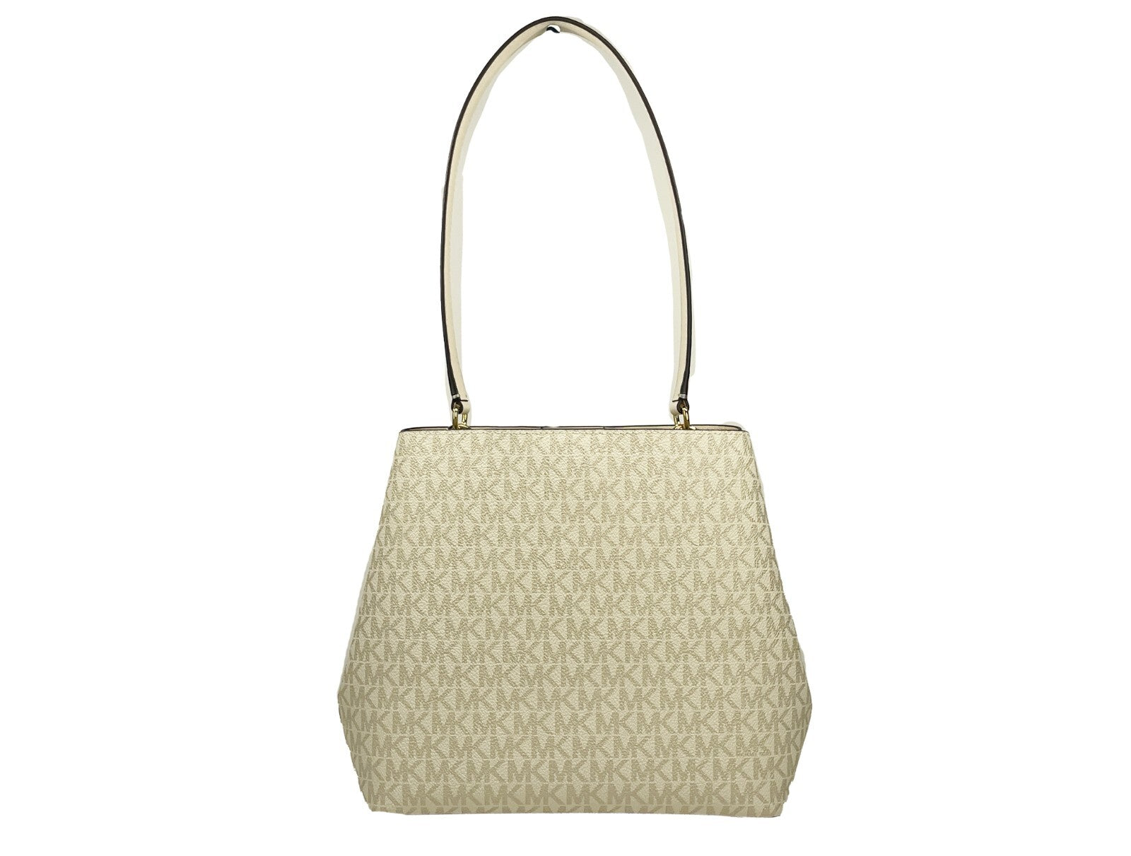Michael Kors - Polished Logo Print Medium Bucket Shoulder Bag - Pale Gold Michael Kors