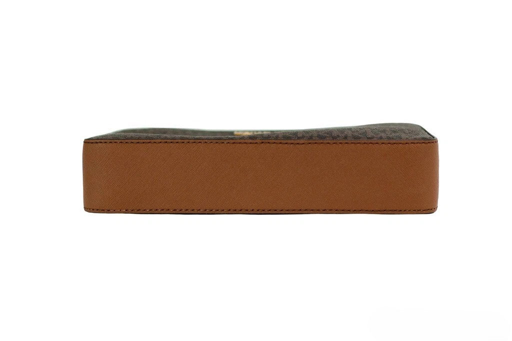 Michael Kors - Polished Saffiano Logo Crossbody Handbag - Brown Michael Kors