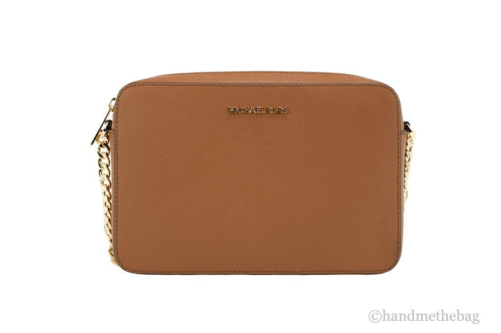 Michael Kors - Polished Saffiano Leather Structured Crossbody Bag - Luggage Michael Kors