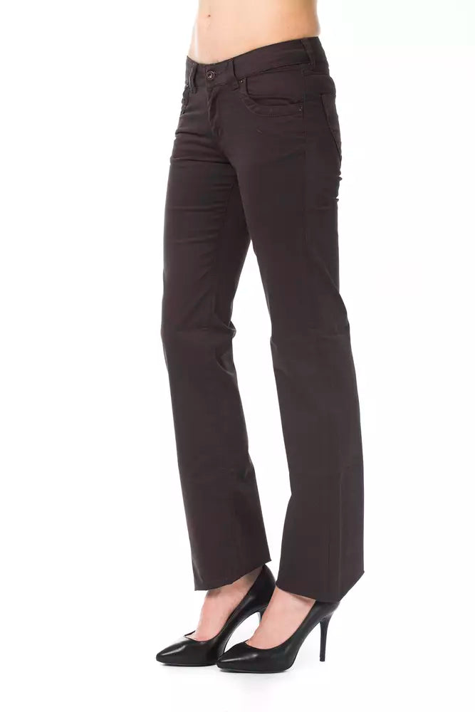 Ungaro Fever - Sophisticated Regular Fit Straight Leg Cotton Pants - Brown Ungaro Fever