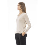 Baldinini Trend - Elegant Cashmere Blend Regular Fit V-Neck Sweater - Beige Baldinini Trend
