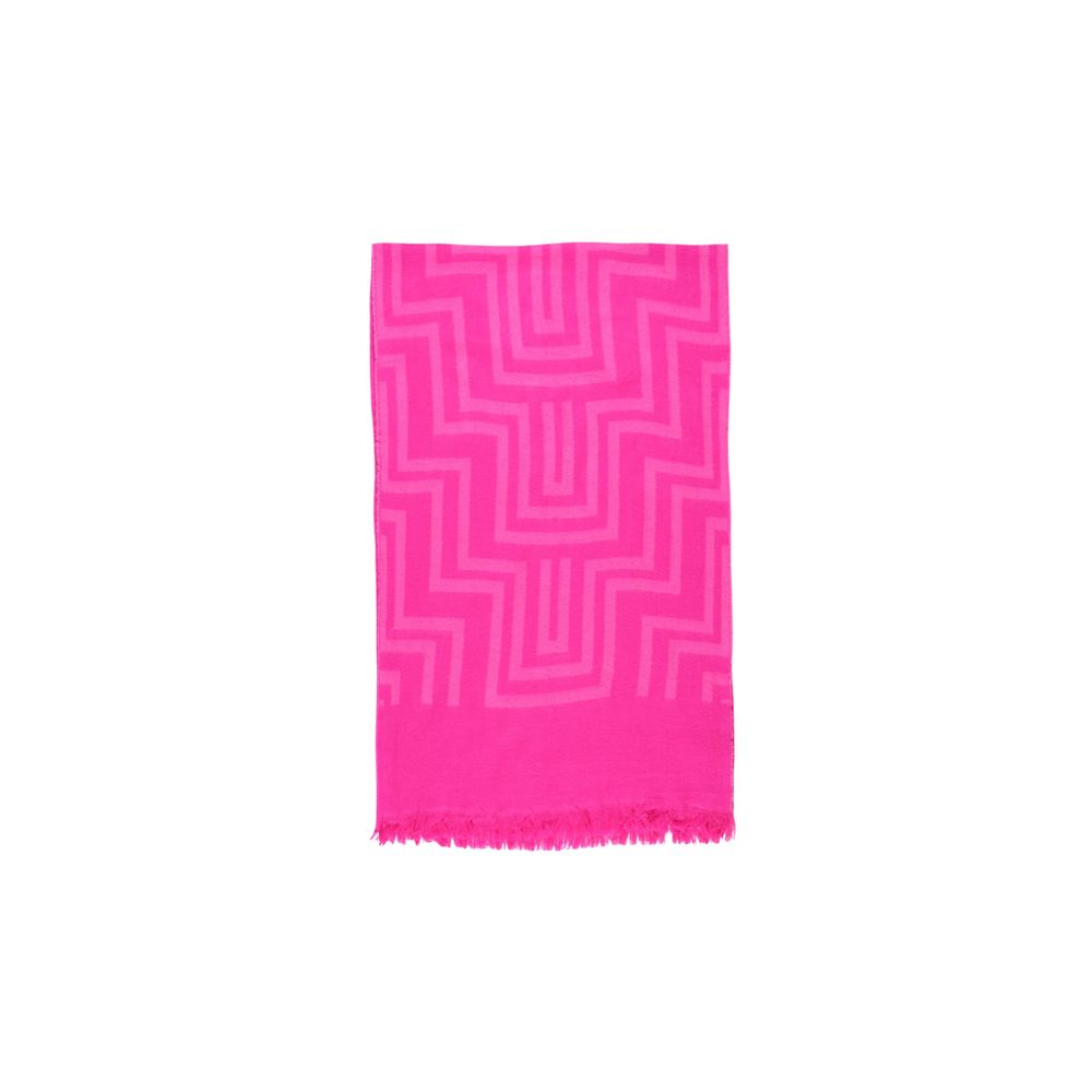 Only - Bold Geometric Fringe Scarf - Pink Only