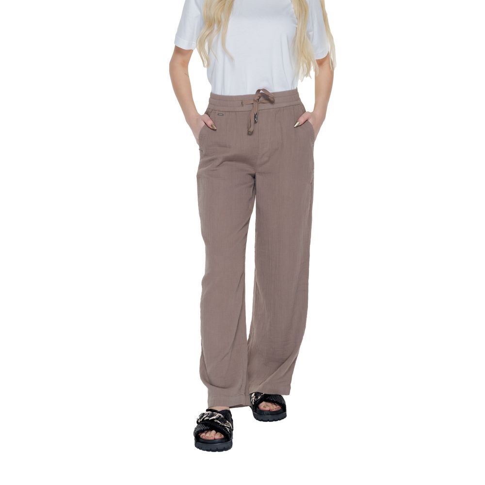 Street One - Effortless Cotton Wide Leg Palazzo Pants - Brown Street One