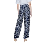 Street One - Elegant High-Waisted Geometric Print Palazzo Pants - Blue Street One
