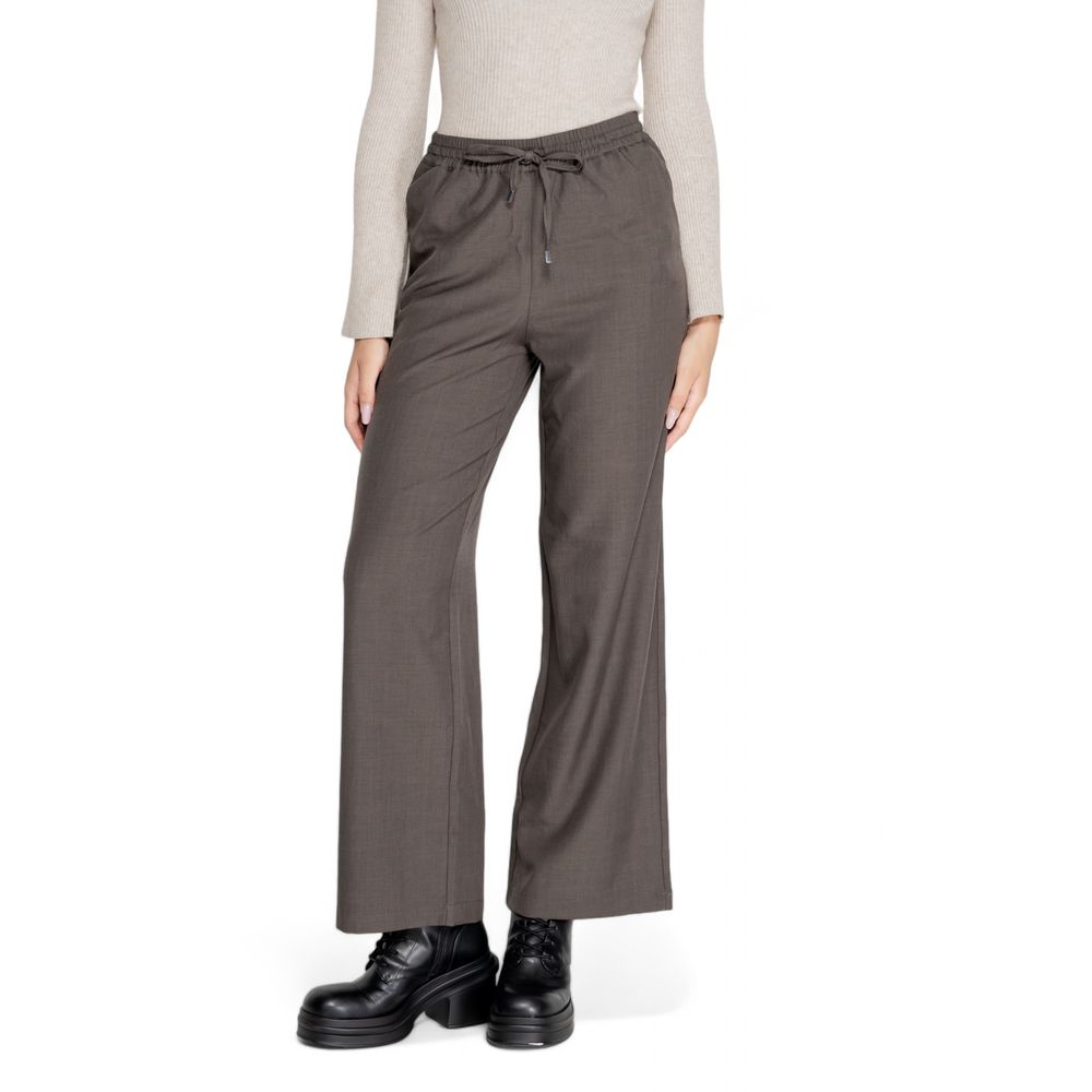 Only - Effortless High-Waist Wide Leg Palazzo Pant - Grey Only