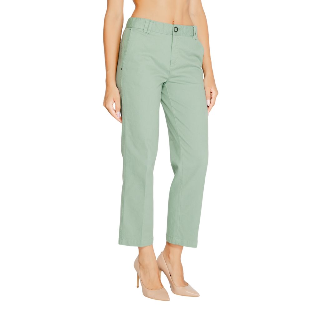 Street One - Elegant Straight Leg Cotton Twill Trousers - Turquoise Street One