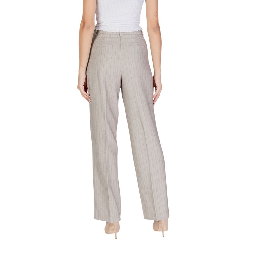 Vero Moda - Sophisticated Herringbone Wide Leg Tailored Trousers - Grey Vero Moda