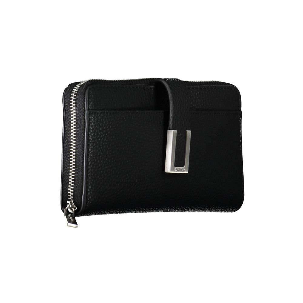 Calvin Klein - Minimalist Textured Zip-Around Wallet with Snap Detail - Black Calvin Klein