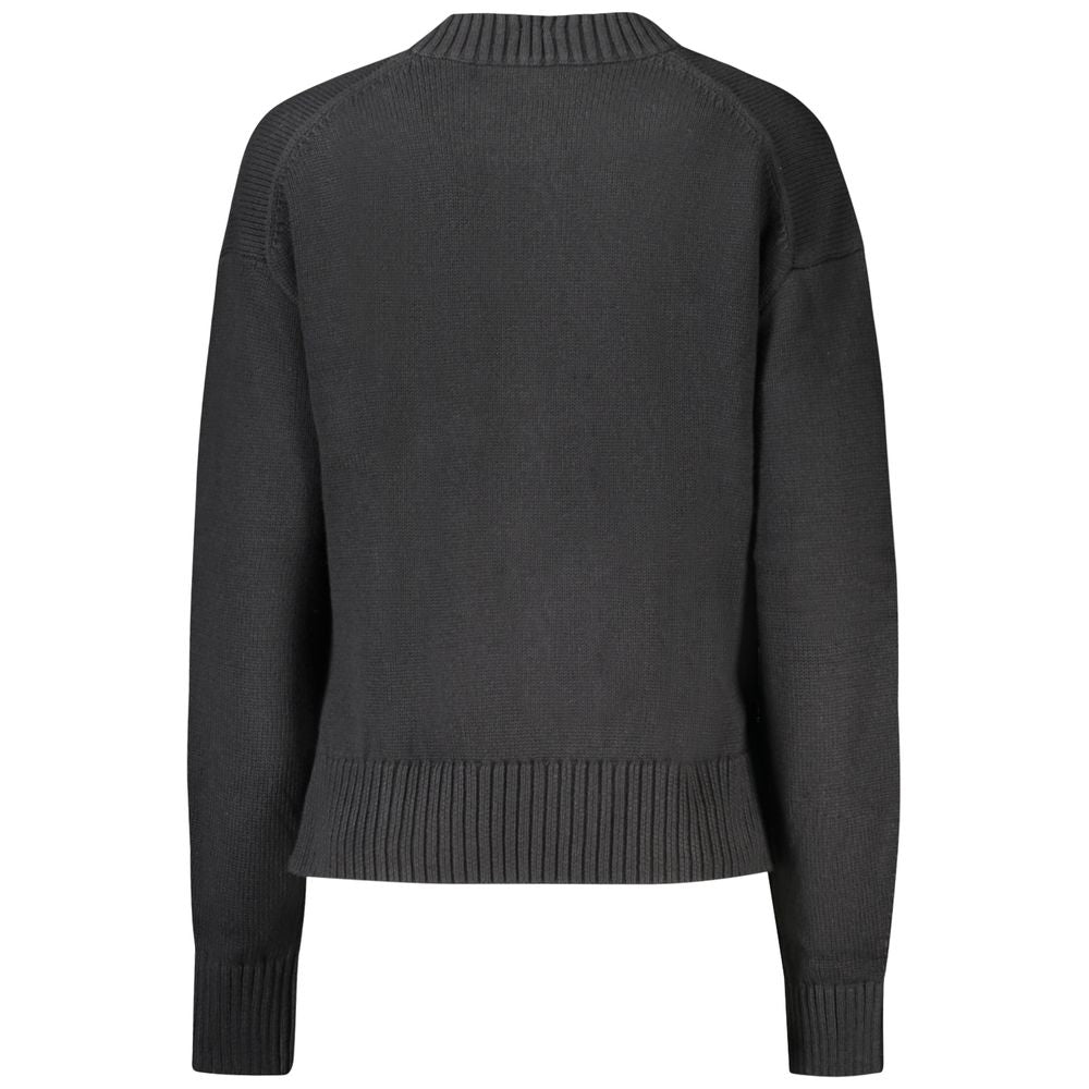 Calvin Klein - Sophisticated Ribbed Logo Crew Neck Sweater - Black Calvin Klein