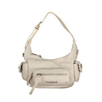 Desigual - Versatile White Polyethylene Shoulder Bag With Braided Details - White Desigual