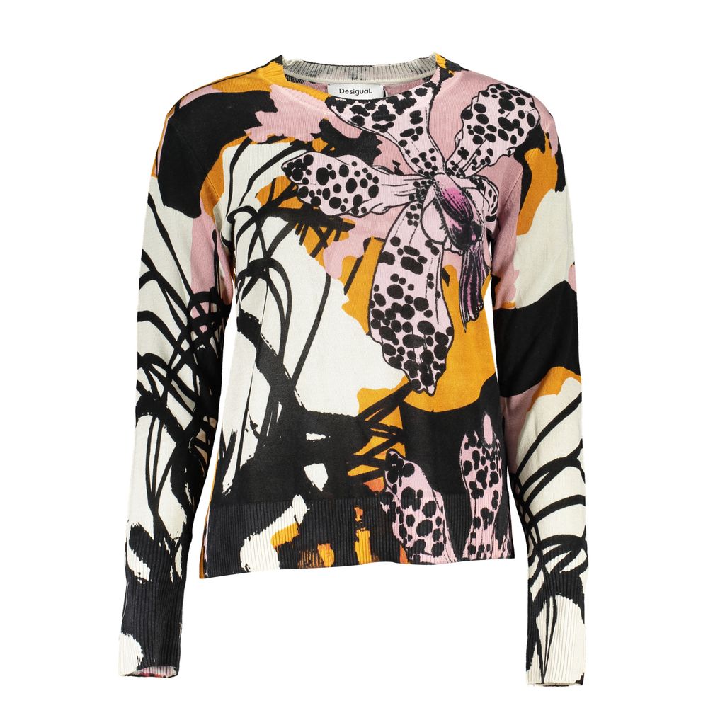 Desigual - Bold Artistic Floral Linen-Blend Crew Neck Sweater - Pink Multi Desigual