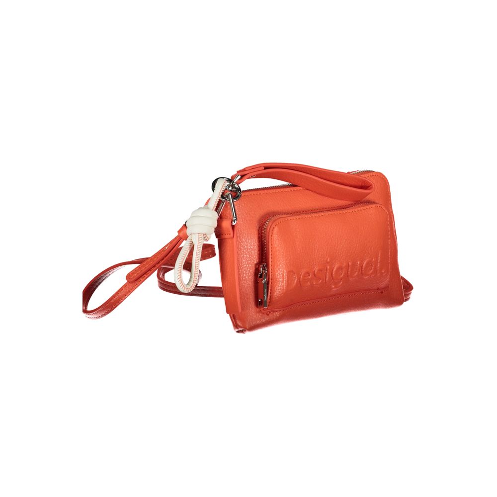 Desigual - Playful Textured Polyethylene Crossbody Bag With Rope Detail - Coral Desigual