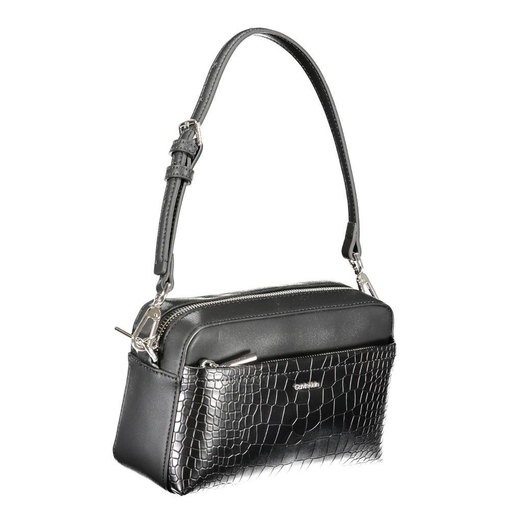 Calvin Klein - Structured Croc-Effect Adjustable Shoulder Bag - Black Calvin Klein