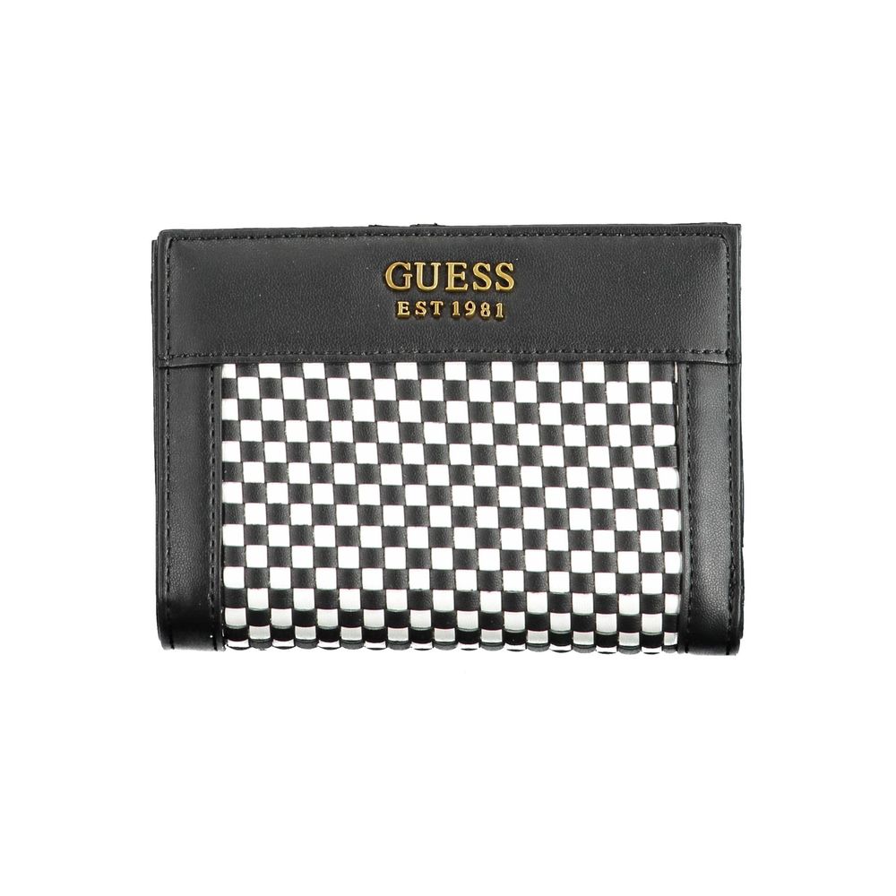 Guess Jeans - Sleek Woven Polyethylene Wallet with Coin Purse - Black White Check Guess Jeans