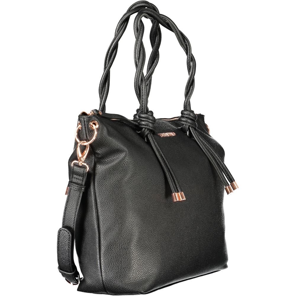 Valentino - Sophisticated Braided Handle Polyethylene Tote Bag - Black Mario Valentino