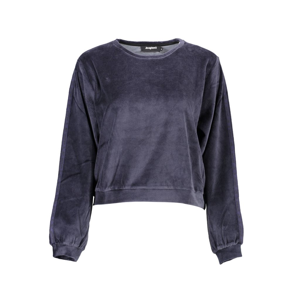 Desigual - Relaxed Velvet Cropped Sweater - Blue Desigual