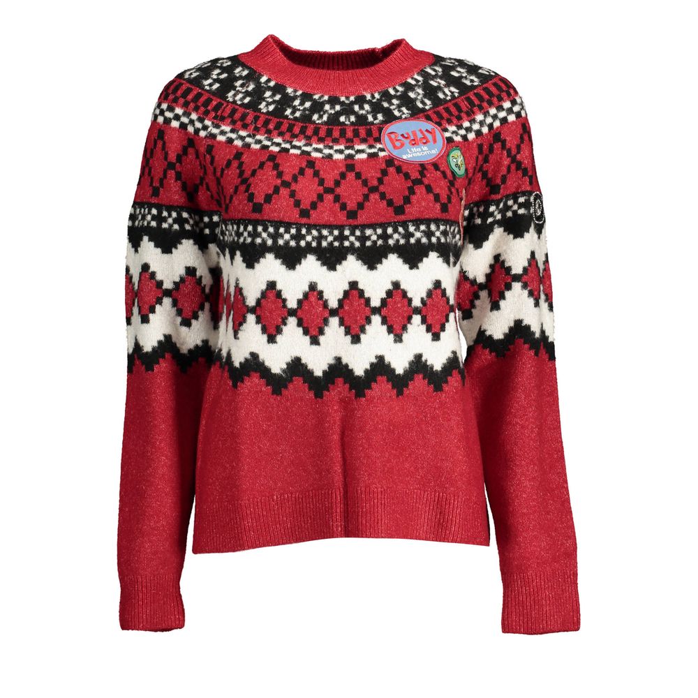 Desigual - Playful Geometric Patch Knit Sweater - Red Multi Desigual