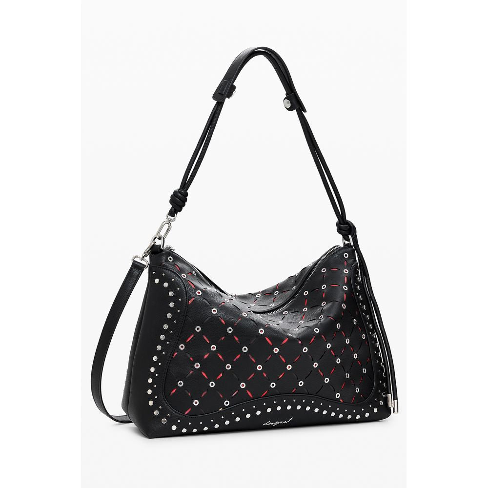 Desigual - Edgy Studded Mini Shoulder Bag with Red Accents - Black Desigual