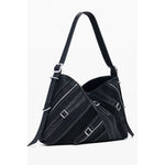 Desigual - Edgy Polyethylene Structured Shoulder Bag With Zip Details - Black Desigual
