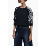 Desigual - Bold Abstract Sleeve Regular Knit Sweater - Black Desigual