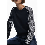 Desigual - Bold Abstract Sleeve Regular Knit Sweater - Black Desigual