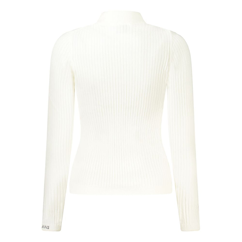 Pepe Jeans - Chic Ribbed Mock Neck Fitted Sweater - White Pepe Jeans