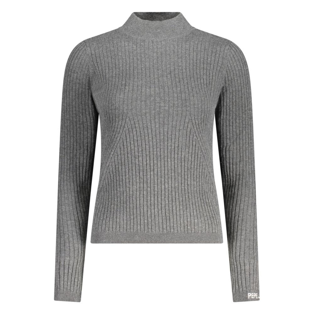 Pepe Jeans - Sophisticated High Neck Ribbed Knit Sweater - Grey Pepe Jeans