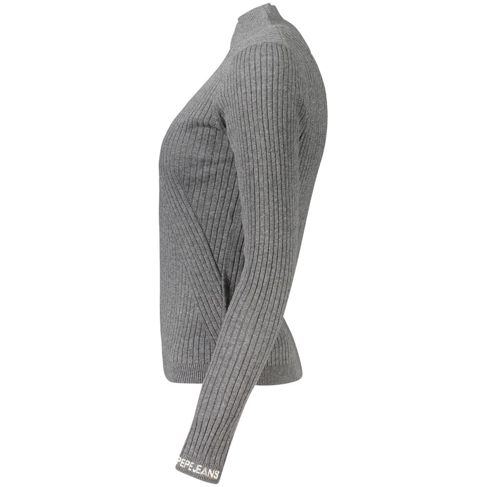 Pepe Jeans - Sophisticated High Neck Ribbed Knit Sweater - Grey Pepe Jeans