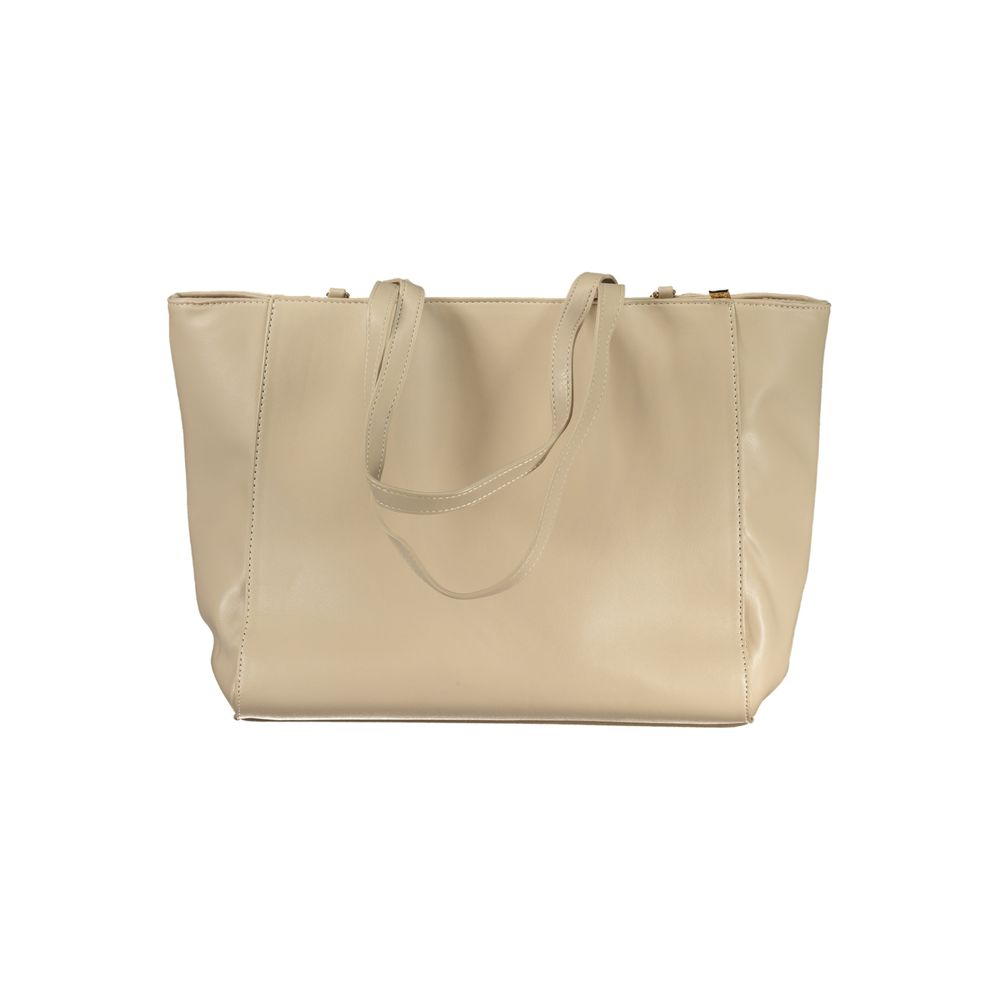 Laura Biagiotti - Sophisticated Structured PVC Tote Bag with Chain Accent - Beige Laura Biagiotti