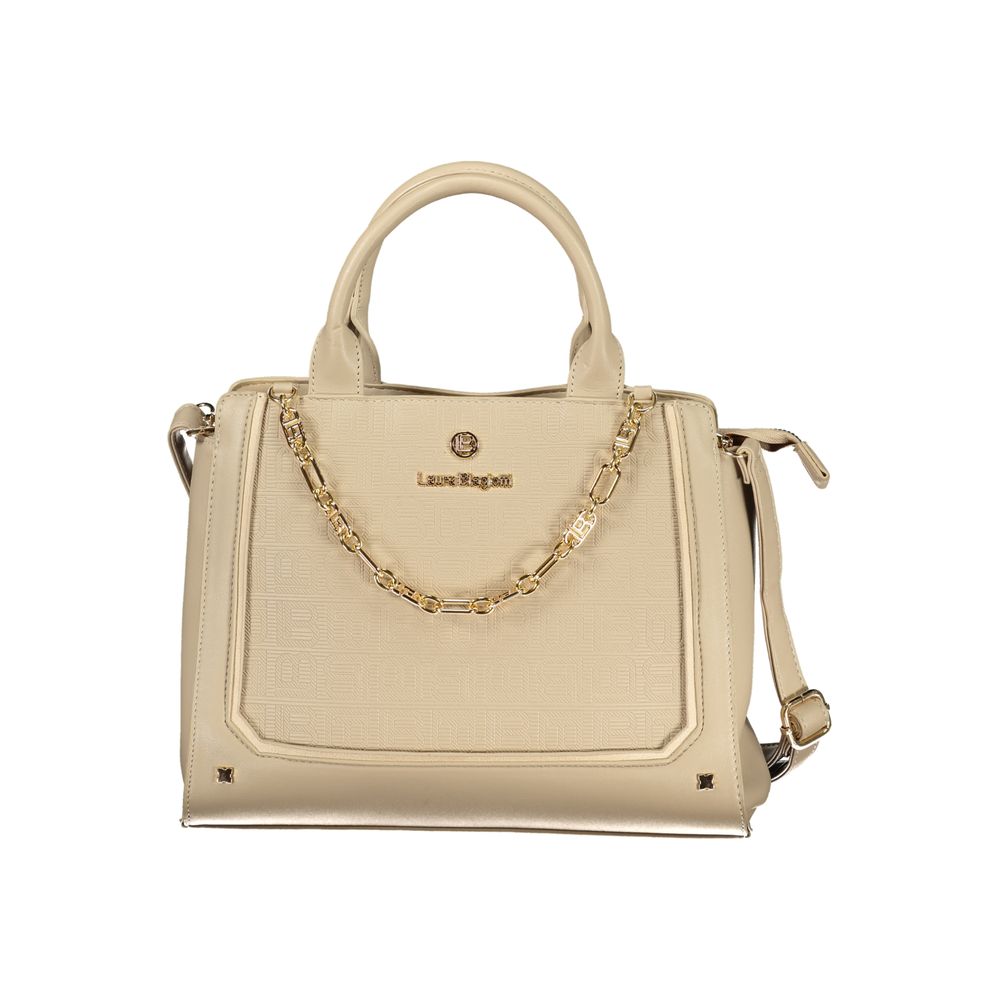 Laura Biagiotti - Elegant Structured PVC Handbag with Chain Detail - Beige Laura Biagiotti