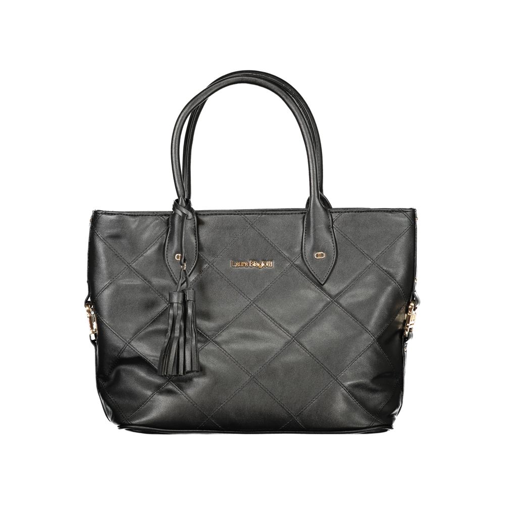 Laura Biagiotti - Sophisticated Quilted PVC Tote Bag with Tassel - Black Laura Biagiotti