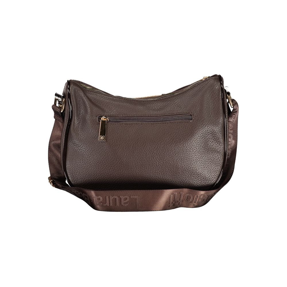 Laura Biagiotti - Sophisticated Textured PVC Shoulder Bag With Contrast Panel - Brown Laura Biagiotti