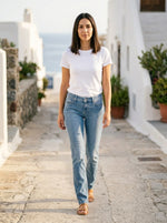 Straight Leg Jeans — On Model - Outdoor | Generated by Modelize