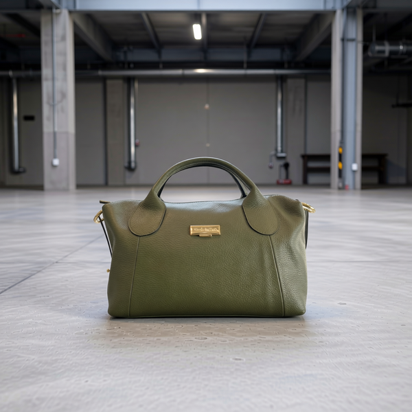 Baldinini Trend - Structured Textured Leather Top Handle Shoulder Bag - Olive Green Baldinini Trend